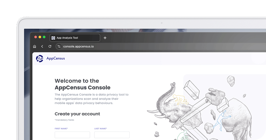 Partial screenshot of the AppCensus signup page 