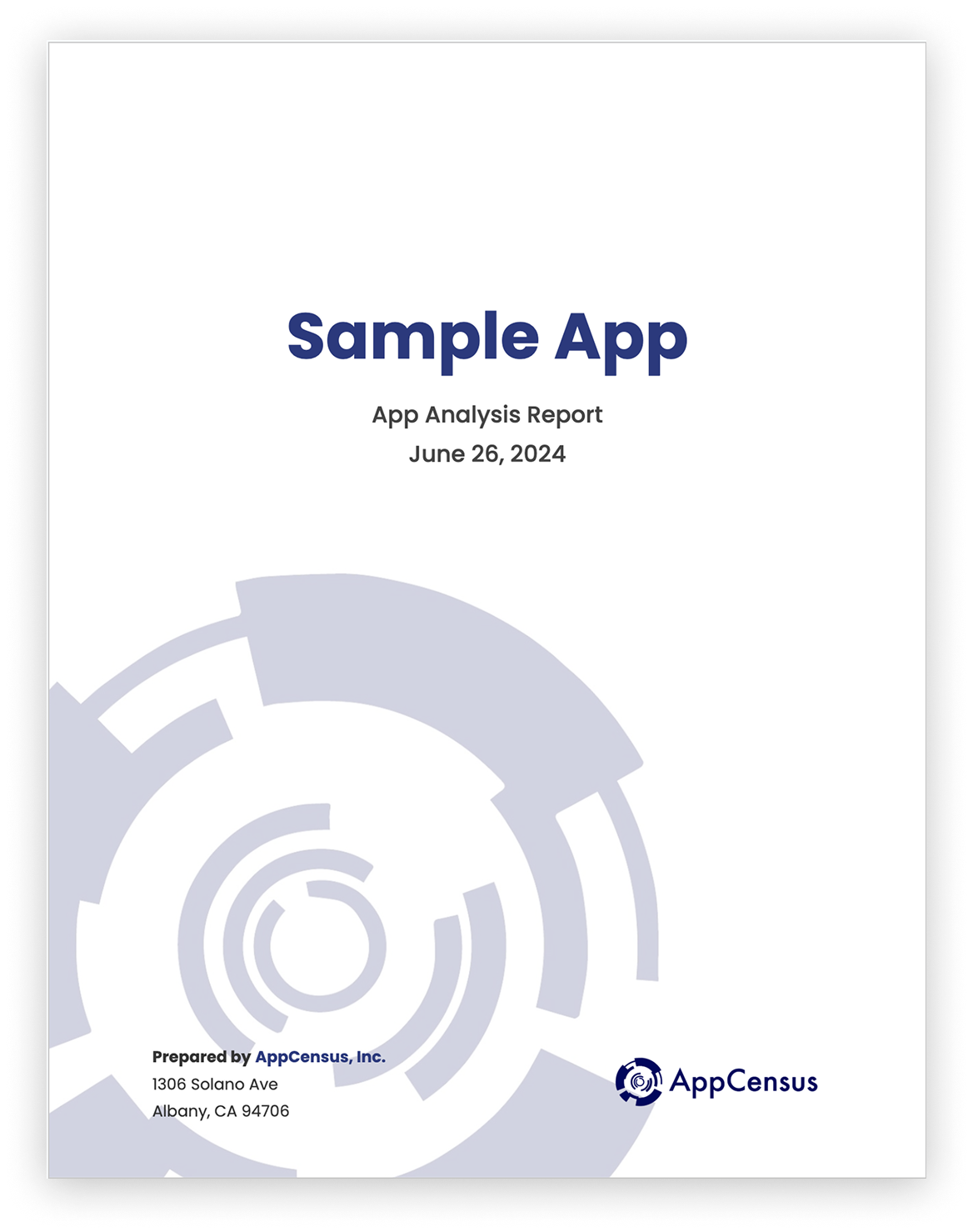 An image of the cover of an AppCensus App Analysis Report